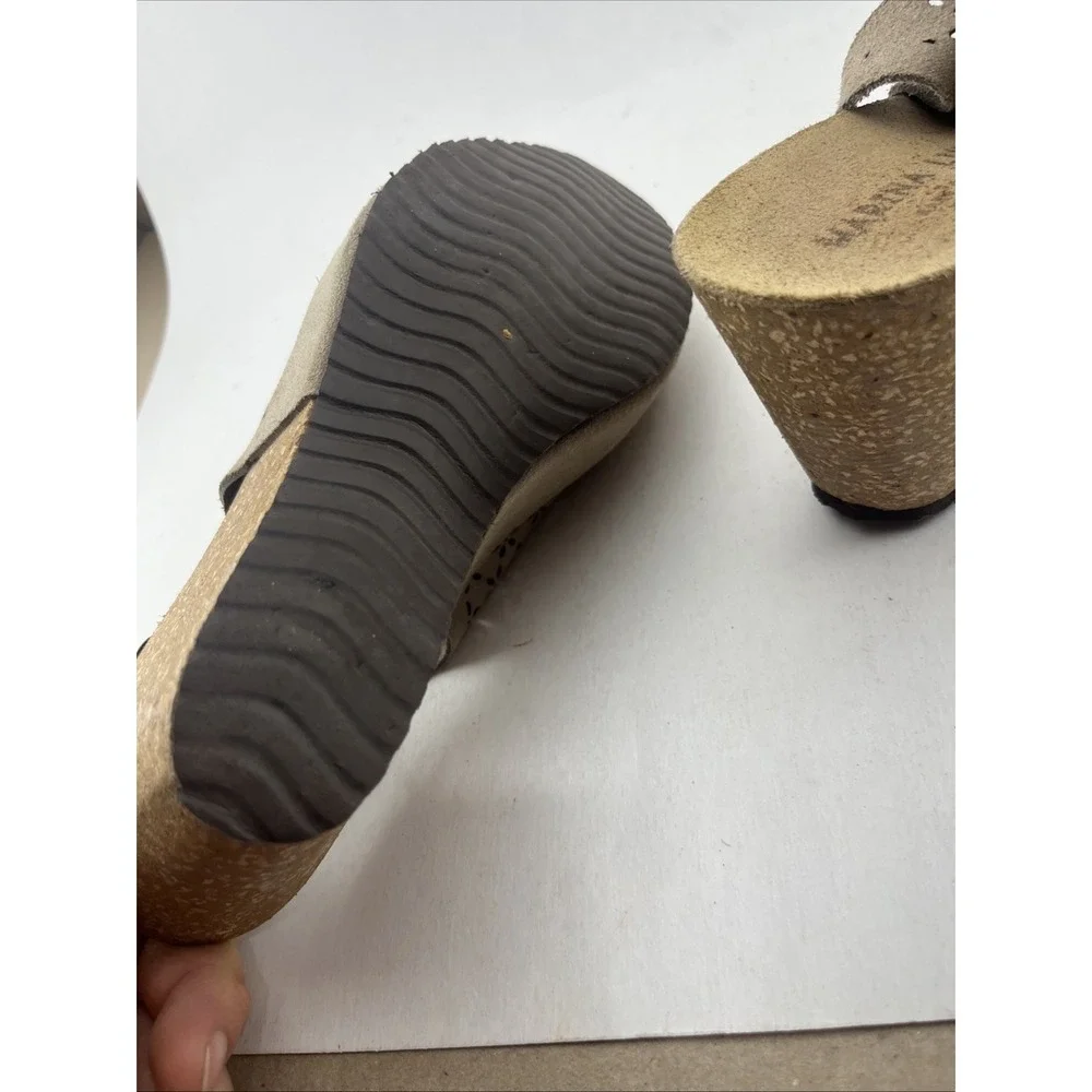 Marina Luna Italy Suede Sandals Beige Cutout Ankle Strap Women's 6